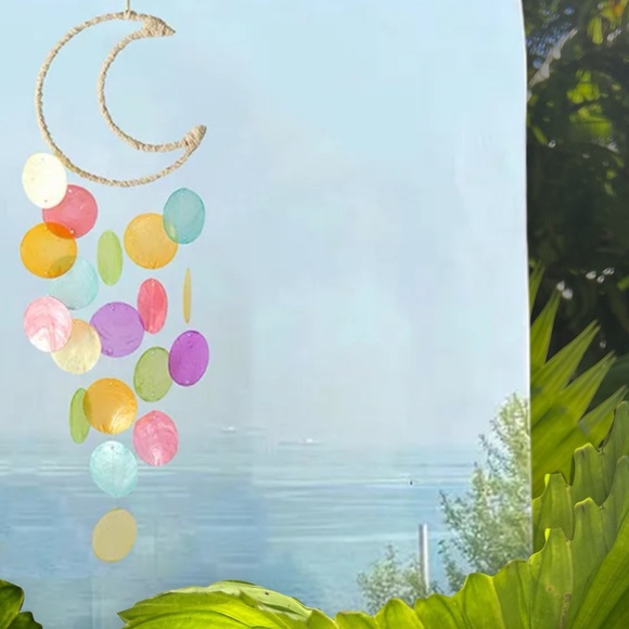 Natural bamboo colorful capiz shell wind chime - Picture 1 of 2